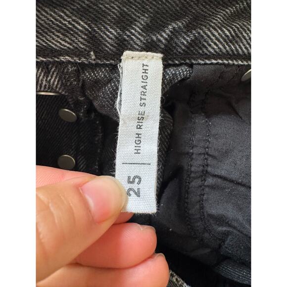 PacSun High Waisted Straight Black Eco Jeans, 25 - Picture 7 of 9